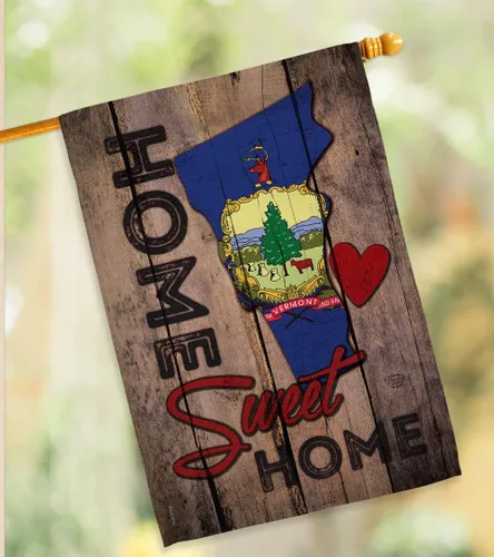 Vista 9 de HS191153-BO Vermont Sweet Home Americana States - Juego de bandera vertical decorativa para casa, 28 x 40 pulgadas con mástil, multicolor