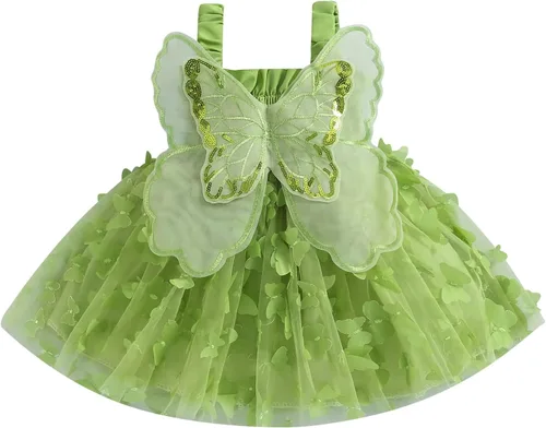 Vista 2 de Disfraz de Halloween para bebé, disfraz de hada, sin mangas, tutú de princesa, alas pequeñas, traje de mariposa, fiesta de cumpleaños