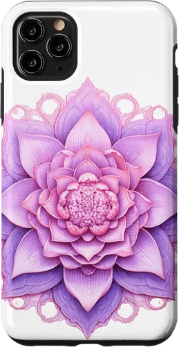 Vista 11 de iPhone 14 Lotus Flower Mandala Circle Rosa Mujeres Yoga Meditación Caso
