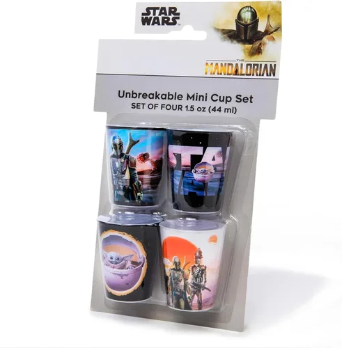 Vista 2 de Star Wars: The Mandalorian - Mini tazas de plástico de 1.5 onzas, juego de 4 vasos de whisky, vasos de whisky, vasos de bar para el hogar
