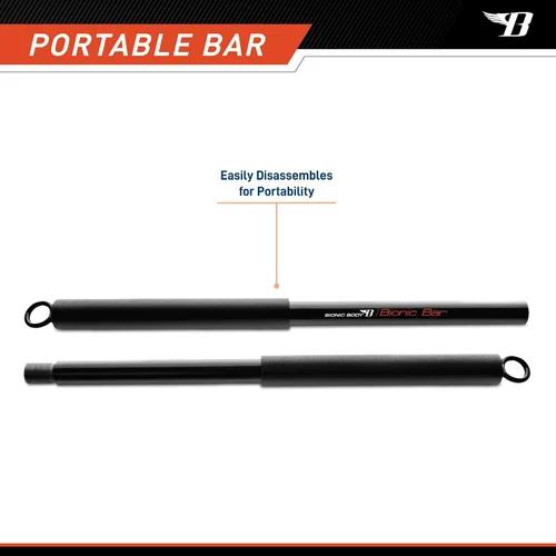 Vista 9 de BIONIC BODY Barra recta de entrenamiento de resistencia ligera de 36 pulgadas - Se adapta a todas las bandas de resistencia/accesorios