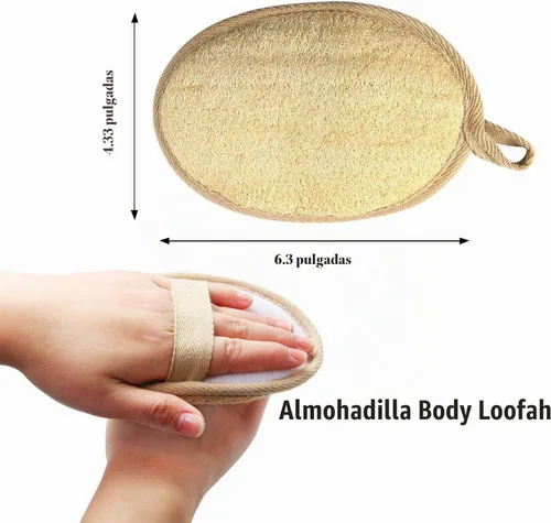 Vista 4 de FEBSNOW Esponjas exfoliantes de baño de ducha natural de lufa 4 piezas