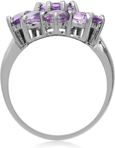 Vista 3 de Silvershake Anillo de plata de ley 925 chapado en oro blanco con piedras preciosas auténticas para mujer