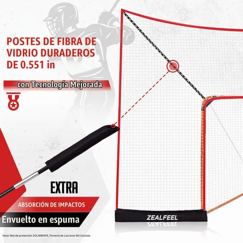 Vista 3 de ZEALFEEL Lacrosse Backstop Net 14x10FT, Extra-Large Shooting Coverage