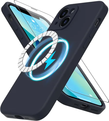 Vista 42 de DEENAKIN Funda magnética de silicona para iPhone 12 Pro con protector de pantalla, compatible con MagSafe, protección de cámara, funda protectora