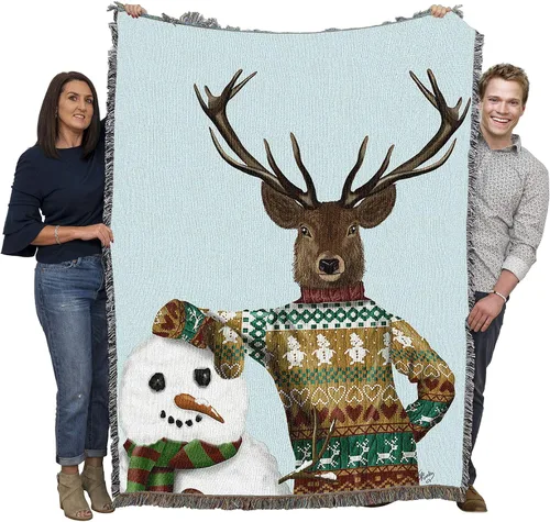 Vista 13 de Pure Country Weavers - Cobija con flecos de algodón, tejida, 72 x 54, flores de Navidad, fabricada en EE.UU.