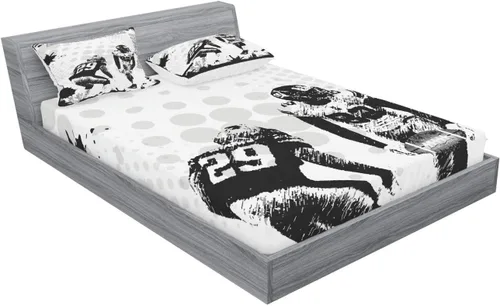 Vista 2 de Ambesonne Sports Lover - Juego de sábana bajera y fundas de almohada, fútbol americano, Copa del Mundo, diversos estampados de 3 piezas