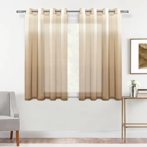 Vista 26 de DWCN Cortinas Transparentes Ombré - Cortinas de Lino Sintético con Gradiente Semi Voile con Ojales en la Parte Superior para Dormitorio y Sala