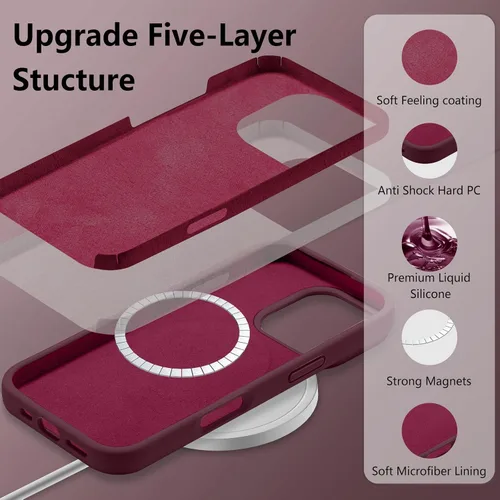 Vista 59 de Funda magnética de silicona para iPhone 13 Pro, color blanco antiguo [Compatible con Magsafe] [Forro de microfibra suave antiarañazos], funda