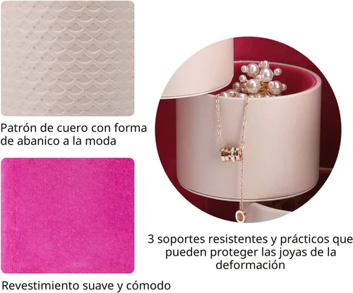 Vista 4 de Vlando Viaggio - Joyero pequeño, caja de almacenamiento para accesorios de viaje A. gris y rojo