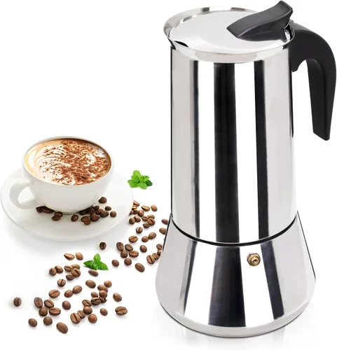 Vista 14 de 2 tazas de 3.4 fl oz Moka Pot de acero inoxidable, cafetera para estufa, cafetera italiana, estilo clásico, Greca Café, máquina de moca