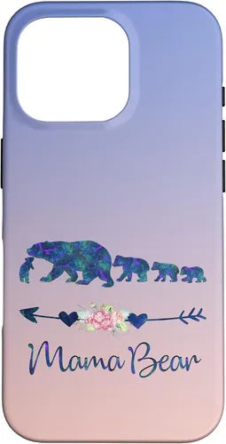 Vista 20 de Teal Blue Purple Floral Mama Bear Four Cubs Blue Pink Case for iPhone 17