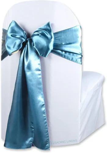 Vista 8 de Funda de satén para silla con lazo – Elegantes fajas para bodas, banquetes, recepciones, eventos especiales, restaurantes y fiestas – 28 opciones