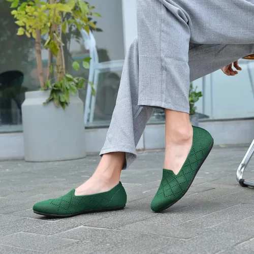 Vista 2 de poemlady Zapatos planos de ballet para mujer, zapatos de vestir de punto con punta redonda sin cordones, zapatos planos de bailarina para caminar