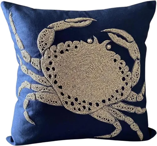 Vista 32 de The HomeCentric Fundas de almohada decorativas azules de 12 x 12 pulgadas (11.8 x 11.8 in), acolchadas de jacquard y almohadas bordadas para sofá