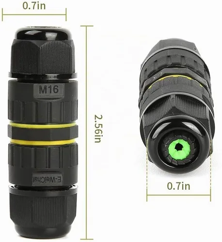 Vista 6 de Conector de cable eléctrico IP68 impermeable de 2 vías para exteriores, rango de cables M16 (0.138-0.394 in), adecuado para reparar y extender
