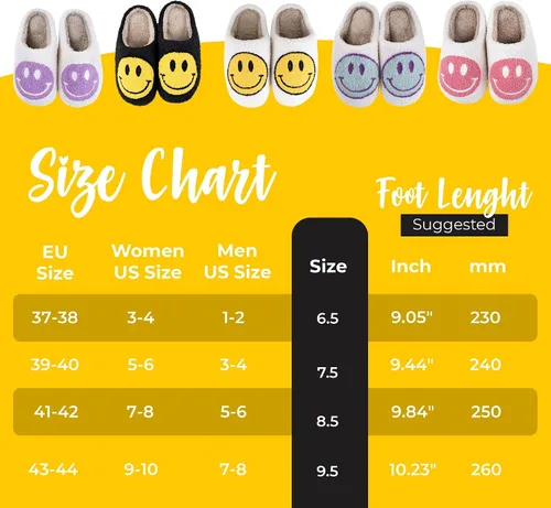 Vista 6 de WELLNESSICA 'Smiley Originals' - Smiley Face Slippers for Women, Men & Kids - Ultra Comfy & Warm Faux Fur with Memory Foam, Non-Slip Preppy Slippers