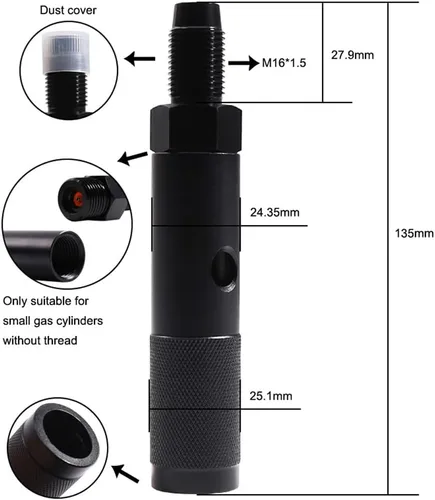 Vista 4 de Adaptador de cambio rápido de CO2 de 0.42 oz, adaptador de cápsula de soporte de cartuchos con botella de cilindro de dióxido de hilos de cápsula