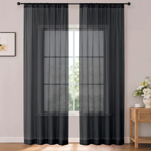 Vista 45 de OWENIE White Sheer Curtains 96 Inches Long 2 Panels for Living Room 52 Wide