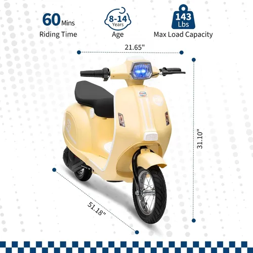 Vista 8 de Motocicleta eléctrica para niños de 24 V, juguete de paseo de 350 W Beige