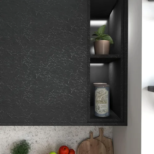 Vista 8 de Cohoo Home Papel pintado de seda negra para despegar y pegar para dormitorio Papel de contacto texturizado sólido negro para gabinetes y cajones
