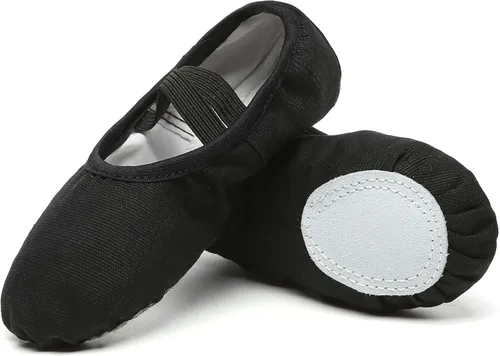 Vista 13 de Danzcue Zapatos de ballet para mujer, lona suave, piel sintética, zapatillas de baile para adultos, ideales para mujeres
