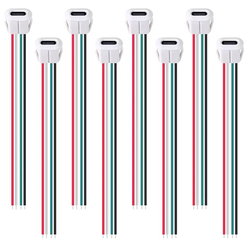 Vista 17 de 8 piezas de placa desnuda tipo C Chasis hembra impermeable 2P cable de soldadura tipo USB C Cable de extensión Cable de alimentación USB-C enchufe a
