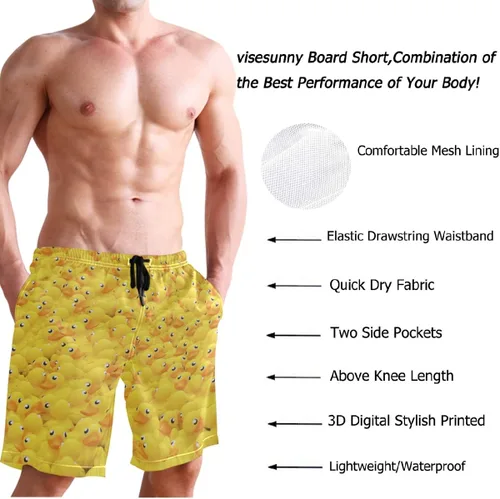 Vista 3 de visesunny Nuevos trajes de baño de verano para hombre, trajes de baño de secado rápido, pantalones cortos casuales para playa de vacaciones