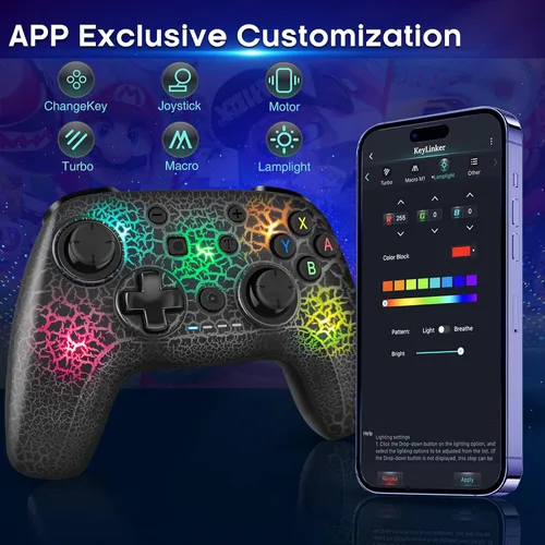 Vista 7 de Controlador de interruptor, controlador inalámbrico Pro para Nintendo SwitchSwitch OLEDSwitch Lite, controlador de interruptor inalámbrico LED