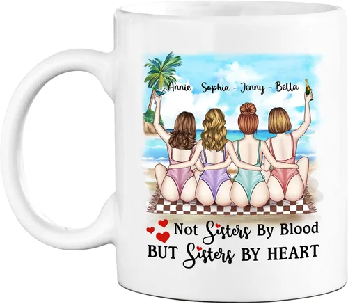 Vista 12 de Taza personalizada para mejor amiga para mujer, con texto en inglés "Best Friends We'll Be Friends Until We're Old Taza para mejor amiga, mejor