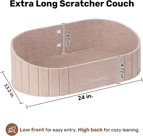 Vista 5 de FUKUMARU Rascador para gatos, cama rascador de gatos con forma de sofá de 24 pulgadas, tabla rascador reversible desmontable para gatos