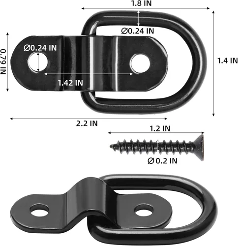 Vista 2 de 6 piezas de ancla de amarre con anillo en D, anillos en D resistentes de alta capacidad, anclajes de amarre de remolque de tercera