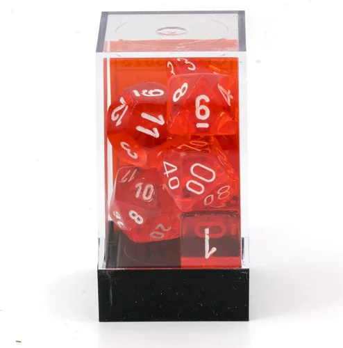 Vista 4 de Chessex Dados Translúcidos: 7pc Naranja/Blanco