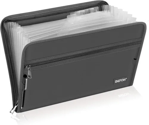 Vista 15 de Carpeta de archivos expansible, organizador de documentos importante, bolsa de documentos ignífuga e impermeable con tamaño A4, 3 bolsillos, cierre