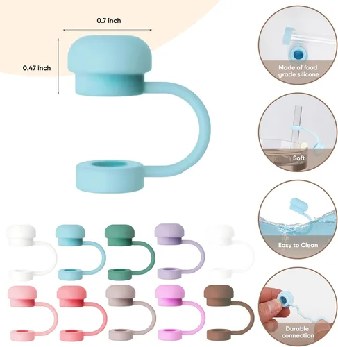 Vista 4 de Tapa de popote de silicona compatible con copas Stanley de 30 40 onzas para vasos, reutilizable, a prueba de polvo, para accesorios de 0.394