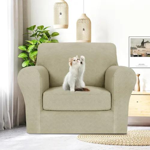Vista 104 de MAXIJIN 2 piezas de fundas para silla con brazos, funda para silla de sofá para sala de estar, funda elástica para perros para una silla con 1 cojín