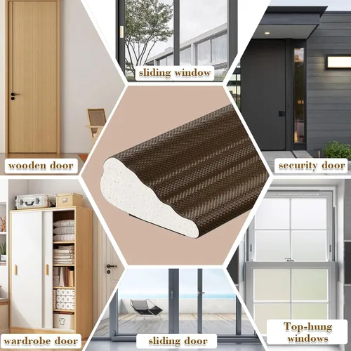 Vista 6 de Paquete de 3 tiras de sellado de puerta de 16.4 pies, aislamiento de espuma adhesiva para ventana para invierno, tapón de insonorización para sello