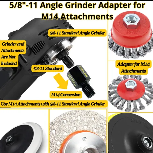 Vista 9 de Drilax Adaptador de amoladora angular M14 macho a 5/8-11 hembra, convertidor de rosca europeo a norteamericano para brocas de núcleo de diamante