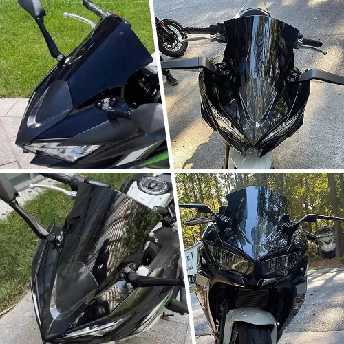 Vista 6 de Winds n Protector Deflector de viento Parabrisas Carenado de plástico negro para Kawasaki ER6F Ninja 650 EX-650 2020 21 22 2023