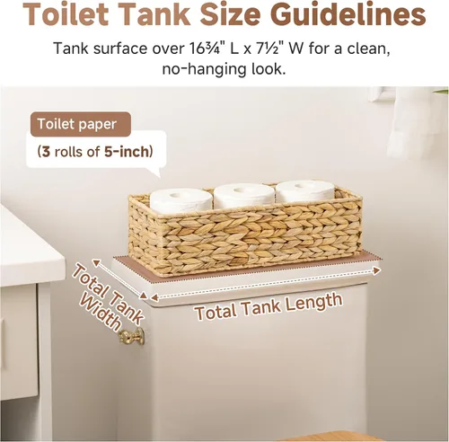 Vista 3 de StorageWorks - Cesta para tanque de inodoro para baño, cestas de almacenamiento de jacinto de agua para la parte superior del tanque de inodoro