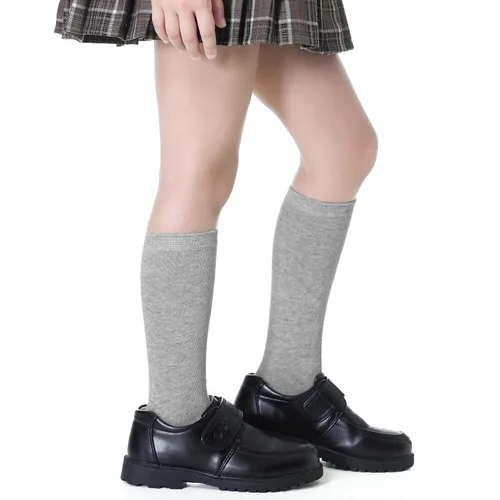 Vista 2 de Zando Calcetines deportivos de algodón con tres rayas para niños y niñas, uniforme de tubo, lindo tubo hasta la rodilla