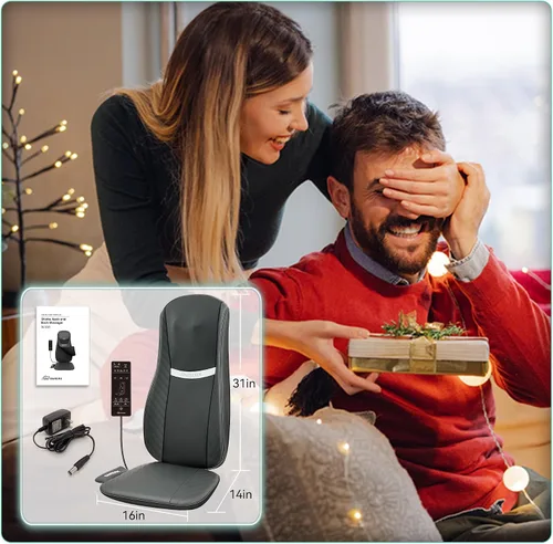 Vista 8 de Snailax Masajeador Shiatsu de espalda y cuello 2026 con calor, almohadilla para silla de masaje de amasamiento profundo, intensidad ajustable, cojín