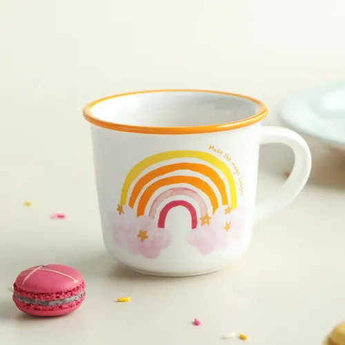 Vista 3 de TREEWOO Bonita Taza de Arcoíris de 12oz Buenos Días Taza de Cerámica con Asa Taza de Café Té Leche Agua Regalo para Hombres Mujeres Navidad
