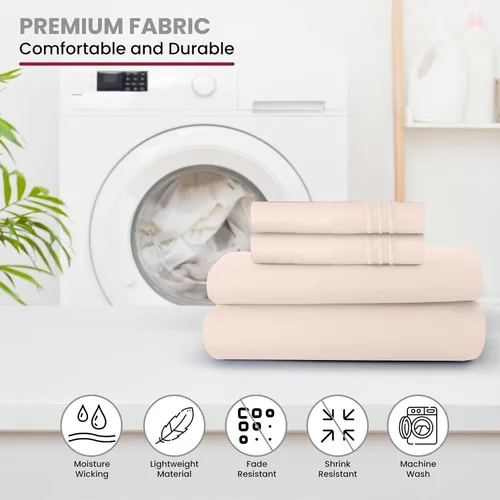Vista 8 de LUX Décor - Juego de sábanas Twin de microfibra ultrasuave de 3 piezas con sábana encimera, sábana bajera de 16 pulgadas de profundidad y funda
