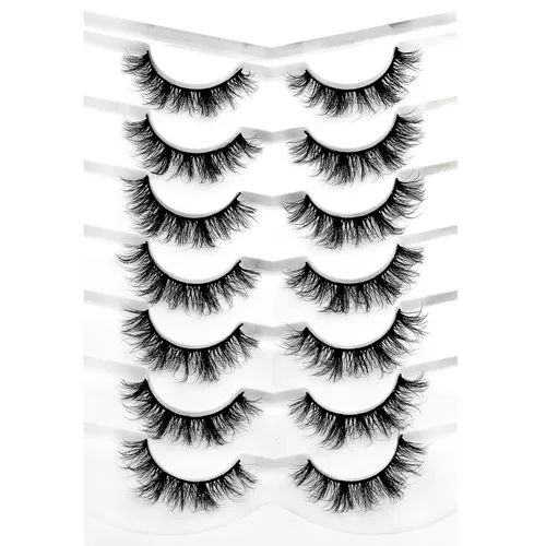 Vista 30 de Pooplunch - Pestañas postizas estilo ojo de gato, extensión de volumen 8D natural, finas, cortas, de visón sintético, tiras de pestañas postizas