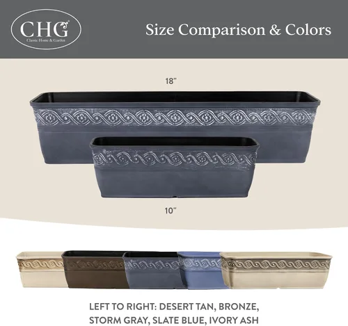 Vista 6 de Classic Home and Garden Jardinera Corinthian Trough, 10", Bronce