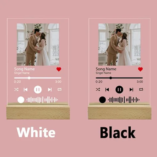 Vista 4 de Soporte de acrílico personalizado de Spotify Music Custom Lovers Women Photo Prints Canción Cantante Nombre Fecha Álbum Cubierta Placa Regalo