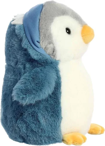 Vista 5 de Aurora® Juguetón Pompom Penguin™ Animal de peluche – Compañeros vibrantes para abrazos cálidos – Perfecto para adultos, niños y cumpleaños – Azul 7
