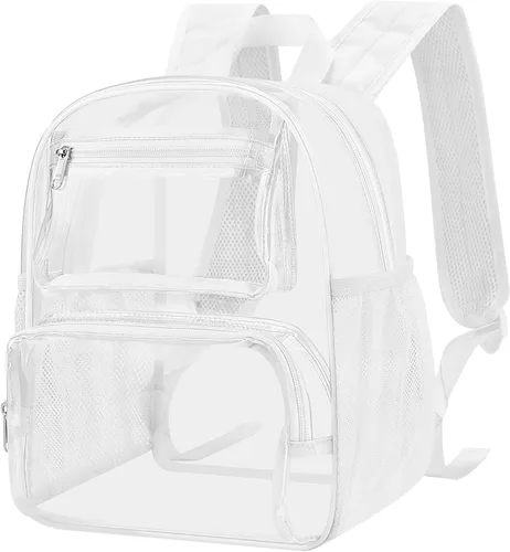 Vista 13 de MAY TREE Mochila Transparente Aprobada para Estadios para Mujeres y Hombres, Bolsa Transparente para Eventos, Negro, Grande
