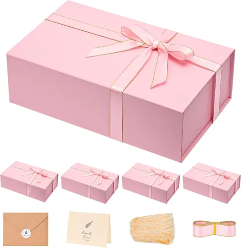 Vista 39 de LIFELUM Square Gift Box with Magnetic Lid, Card, Sticker, Ribbon, Shredded Paper Filler for Business, Wedding, Birthdays